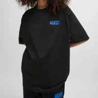 تیشرت زنانه HUGO مدل Logo Artwork Cotton Jersey مشکی