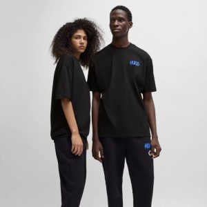 تیشرت unisex HUGO مدل Logo Artwork Cotton Jersey مشکی